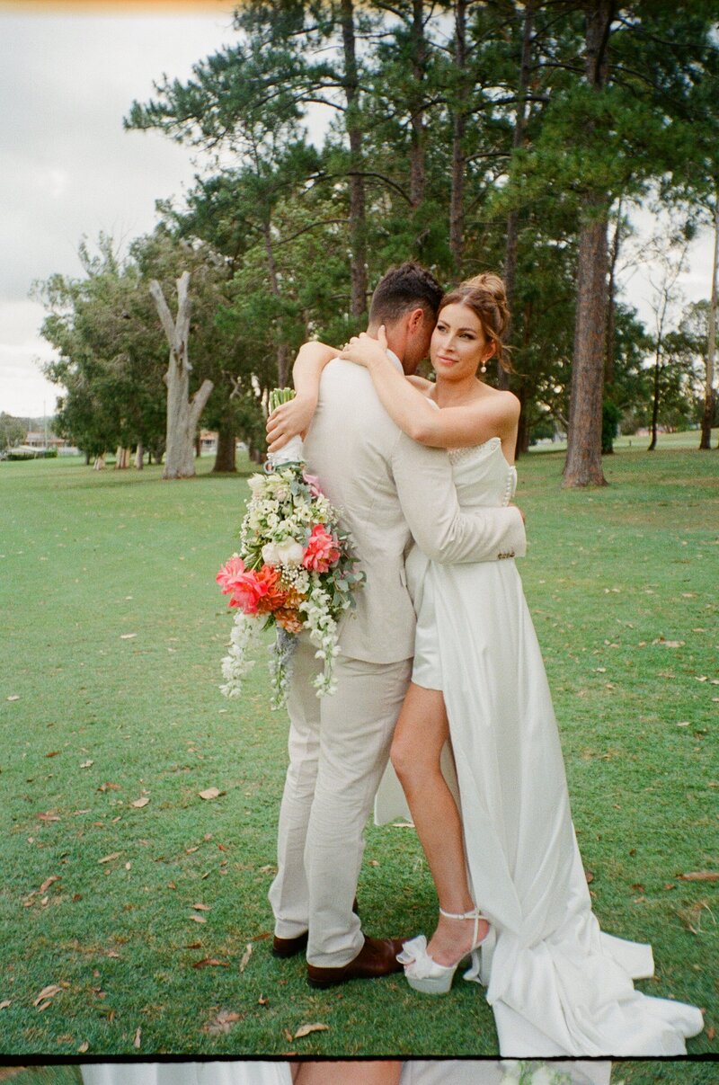 A couple captured on film for their wedding portraits