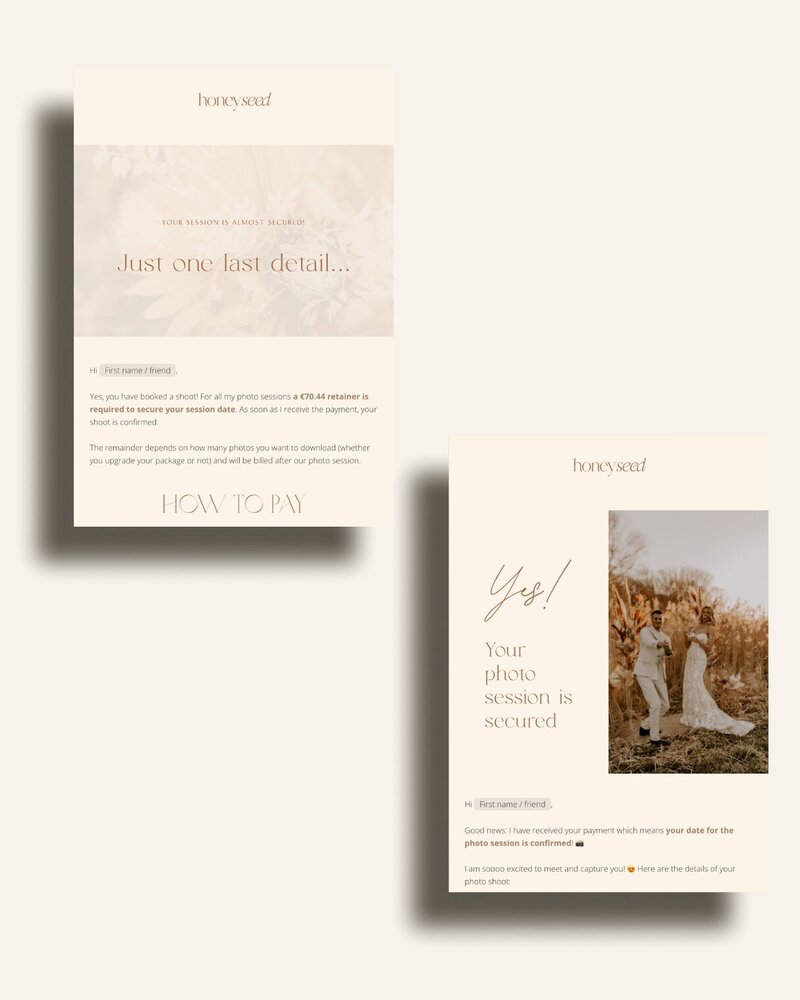 Boho Flodesk email templates for photographers Honey Seed 2