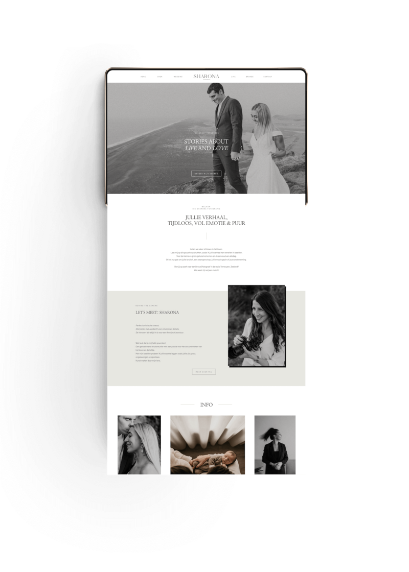 Sharona Fotografie Showit website