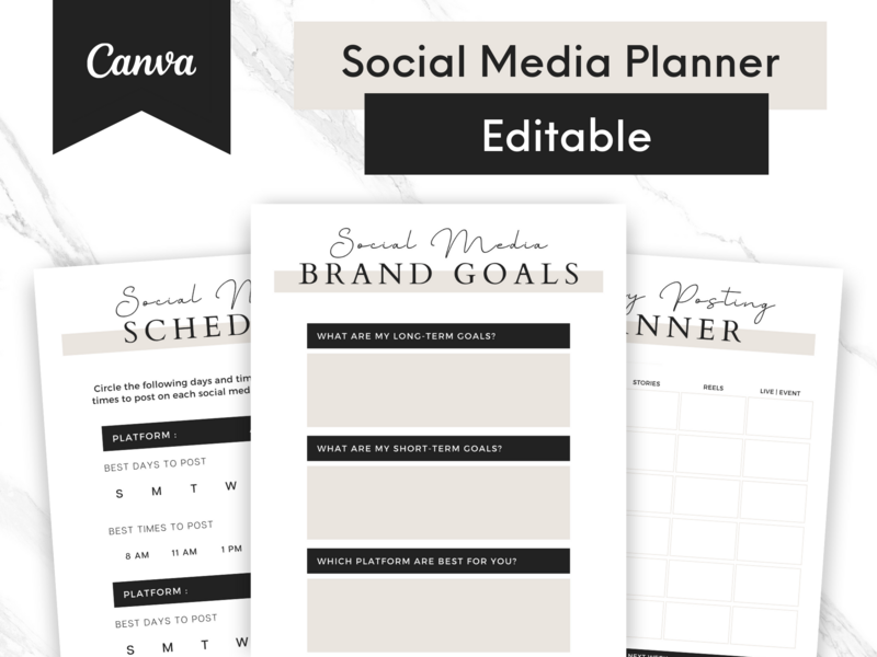 Digital Printable Plan Template - Marketing Planner, Instagram Planner - Facebook Planner - Studio Mommy