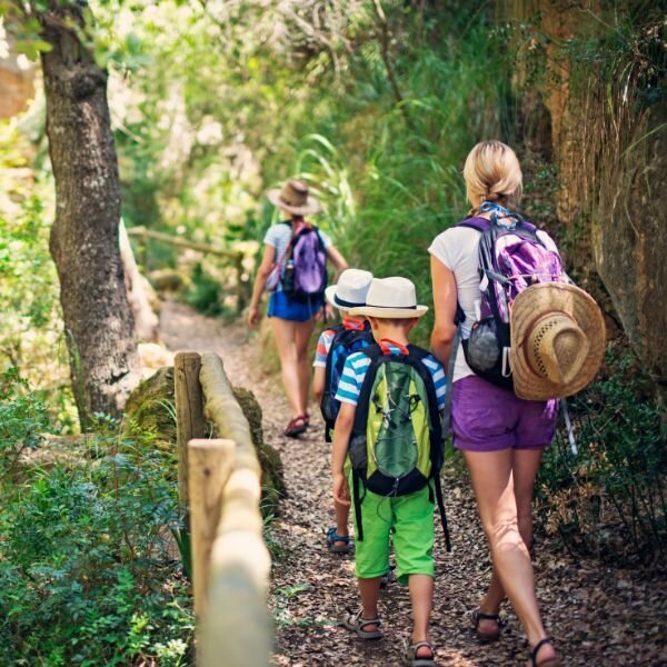 Family enjoying the weekend on a hike