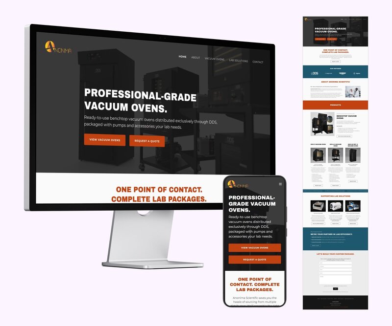 Holiday-themed website mockup for Kaden’s Christmas Trees, with desktop and mobile views and full homepage display