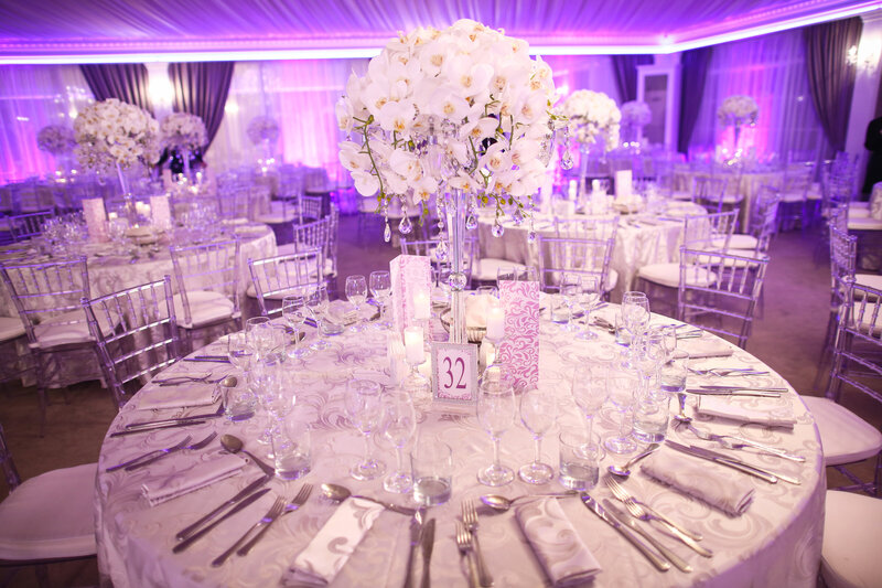 White Orchid + Bling Centerpieces