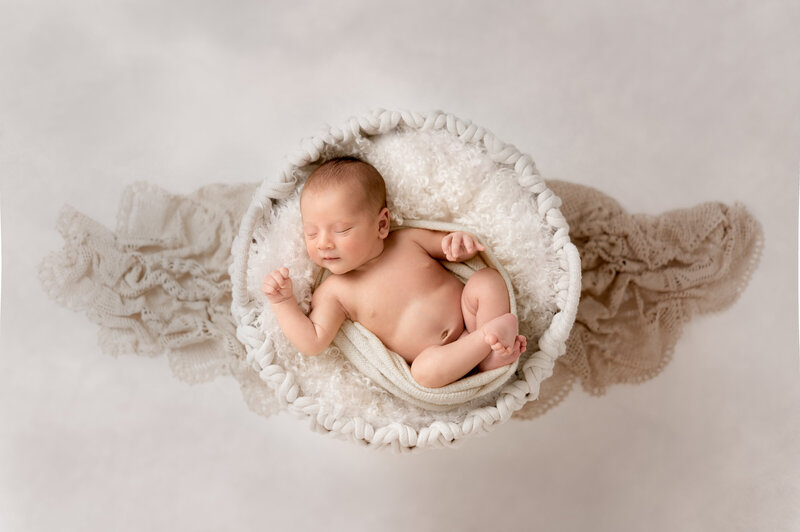 Edmonton Newborn Photography warm toned baby background props
