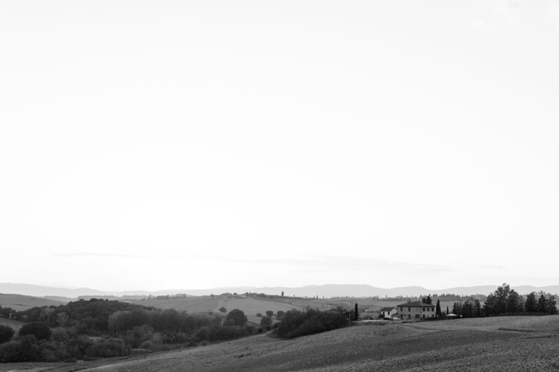 Rolling hills of Tuscany in black and white, Renee Lemaire Photography