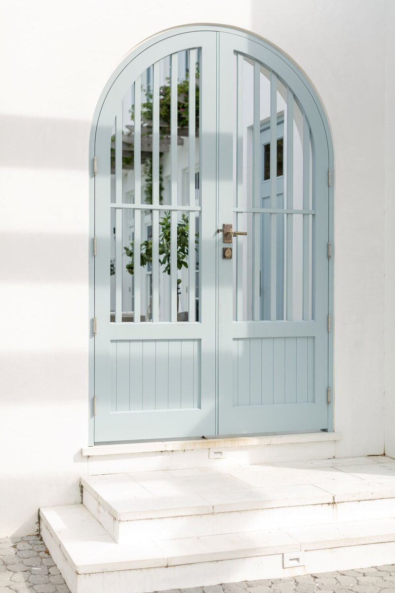 blue arched front door