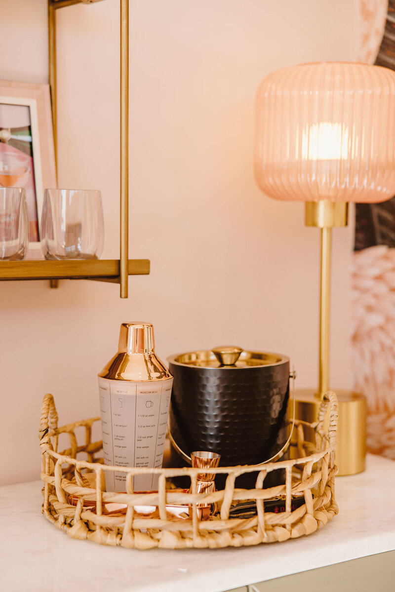 wicker basket with bar set