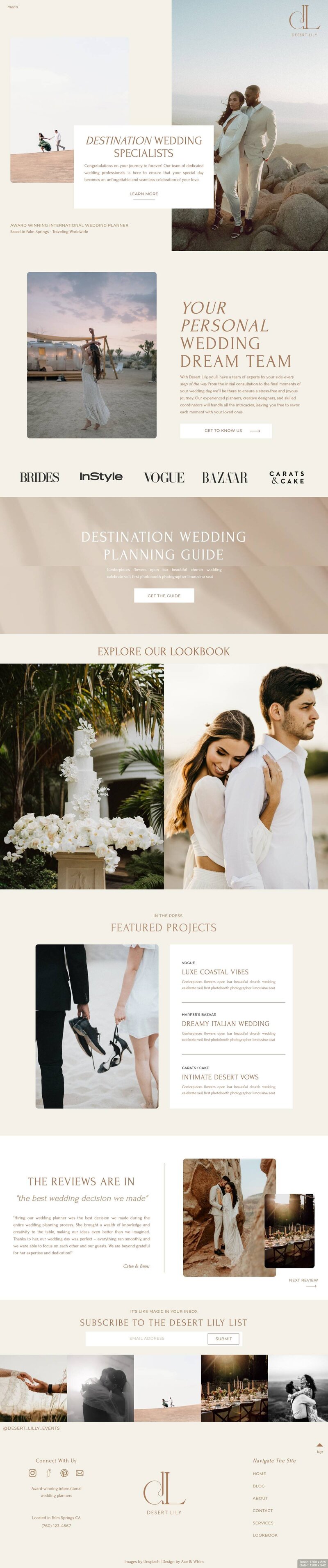 Customizable showit template for wedding professionals