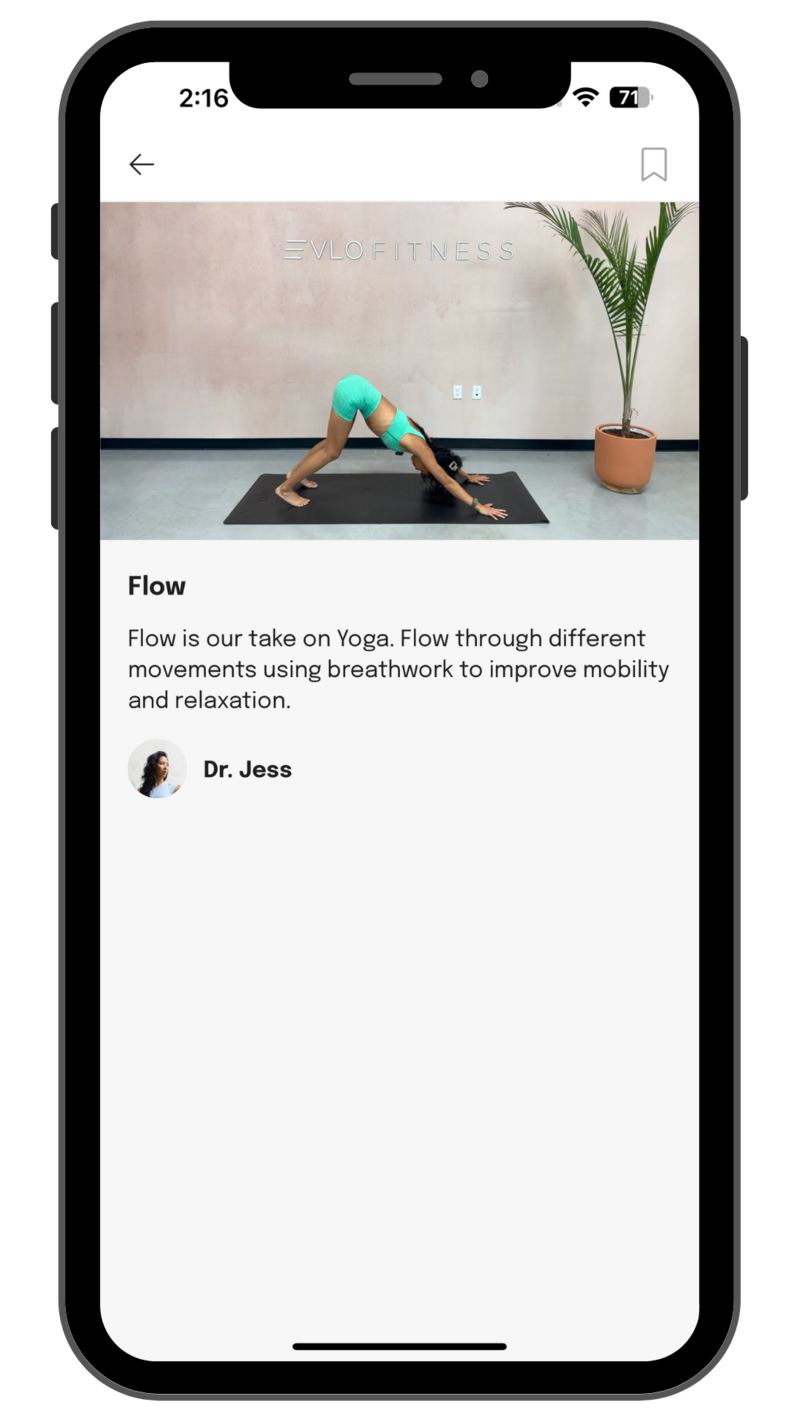 Flow screenshot from the Evlo App