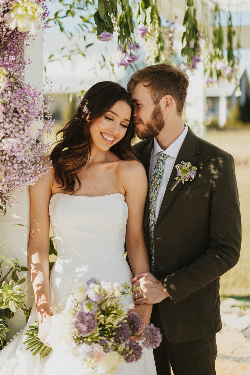 bride and groom walking together