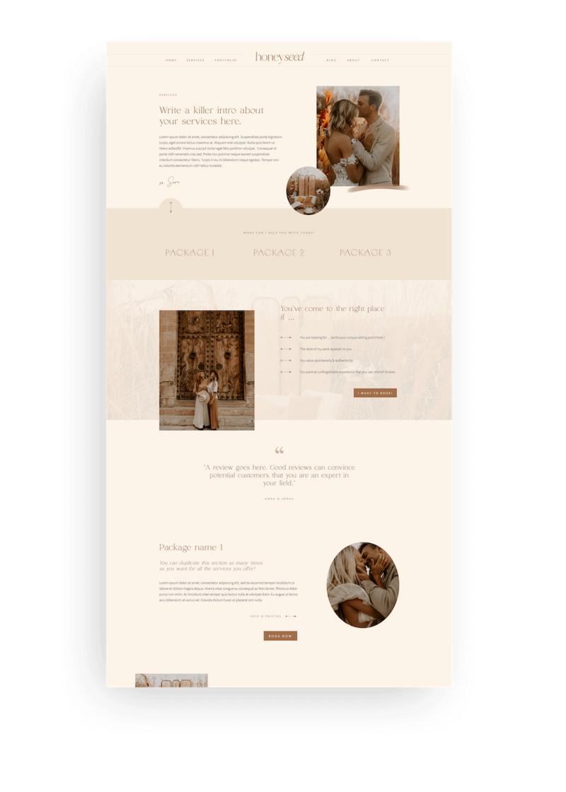 Boho Photographer Showit website template