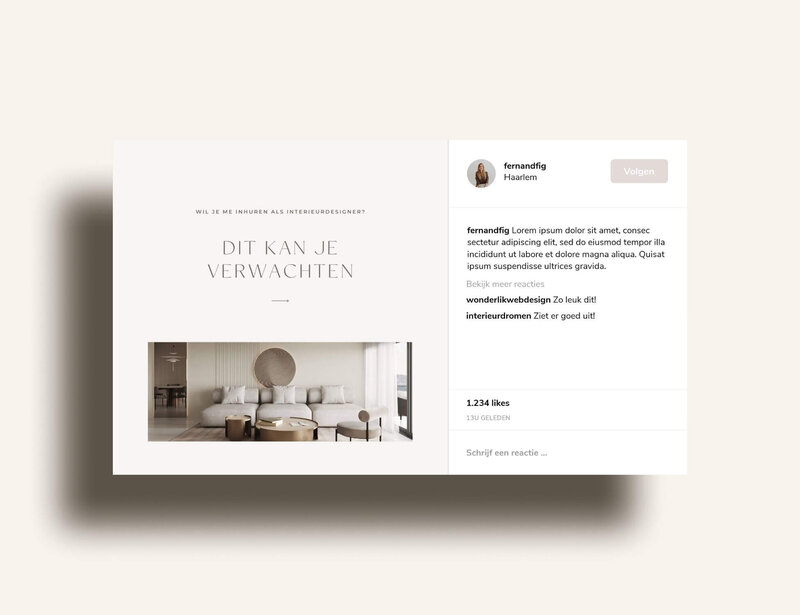 Neutrale Instagram templates voor interieur ontwerpers