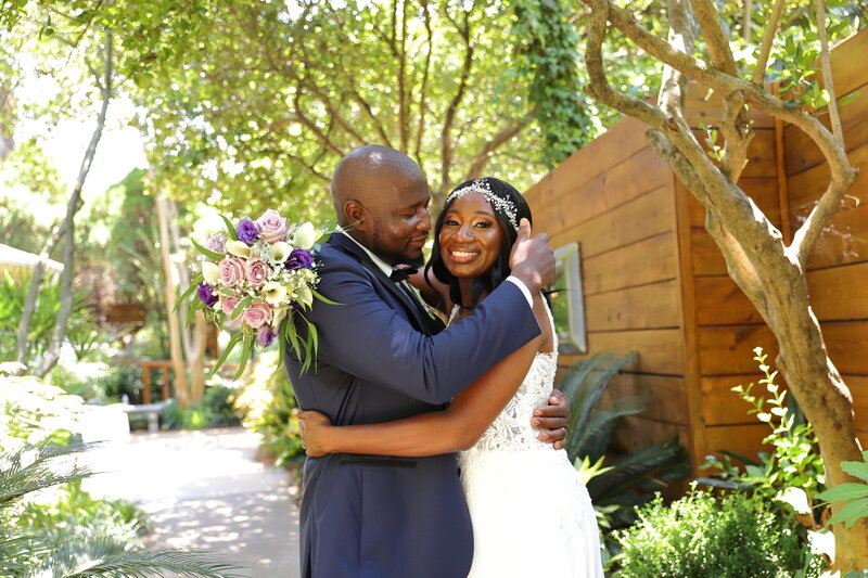 Happy black couple on their wedding day at a South Carolina venue