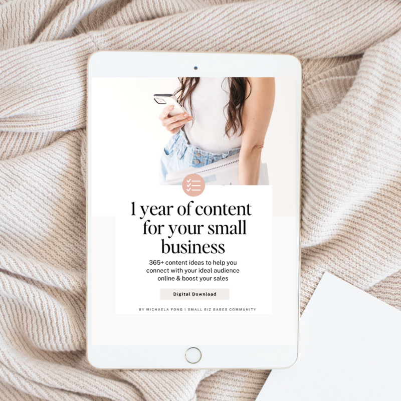small biz babes community - one year of content ideas for your small business