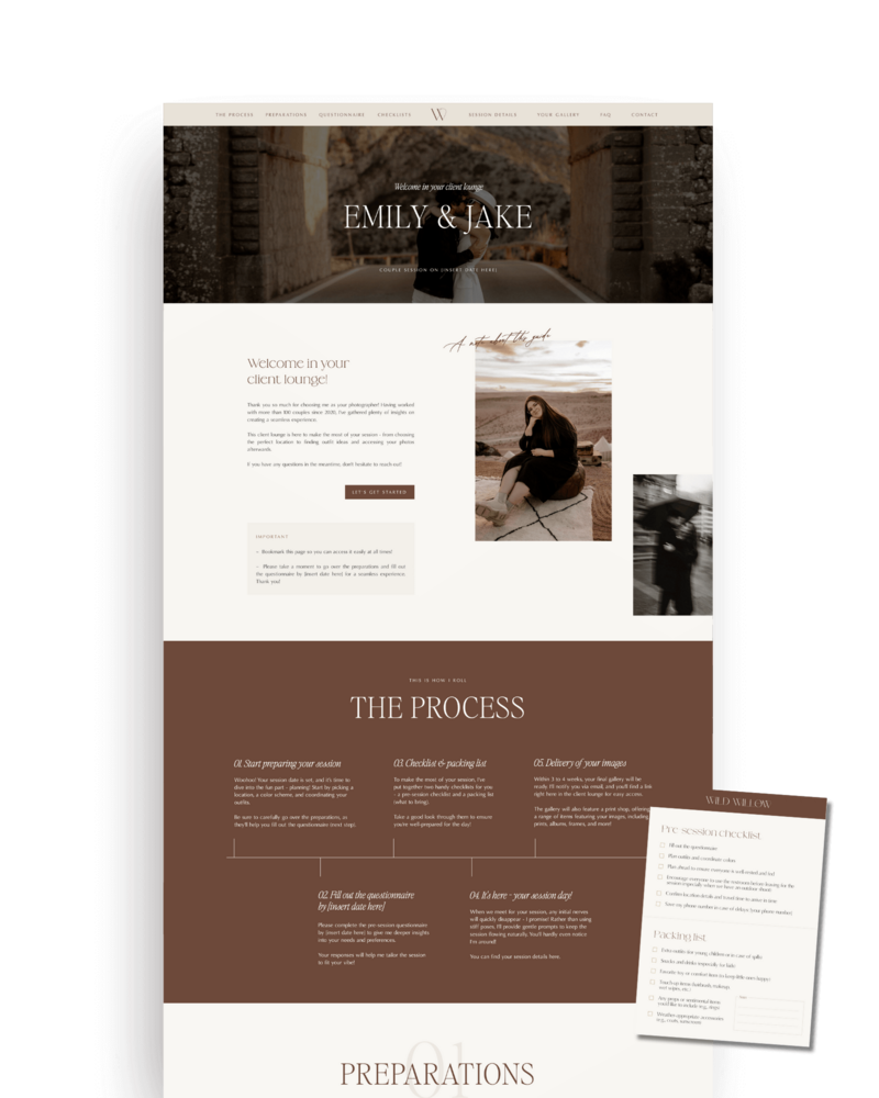 Showit Client Lounge Templates for Photographers 2