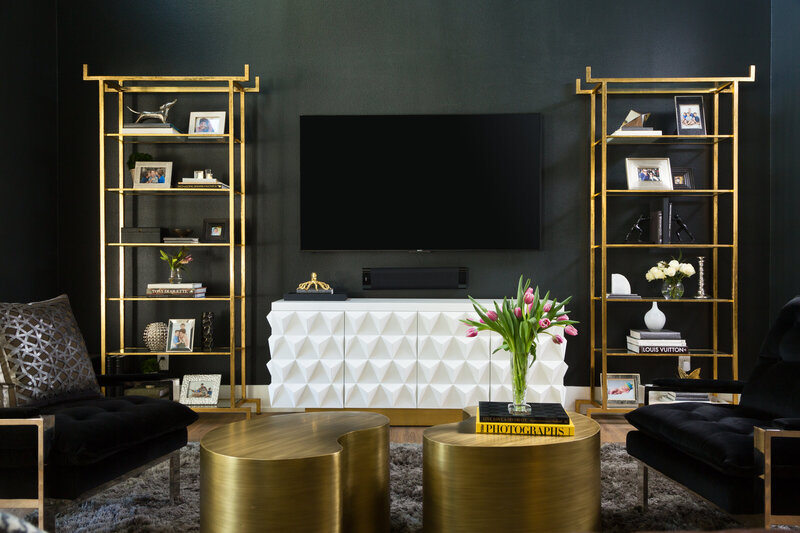 Black & Gold Combination Modern Living Area