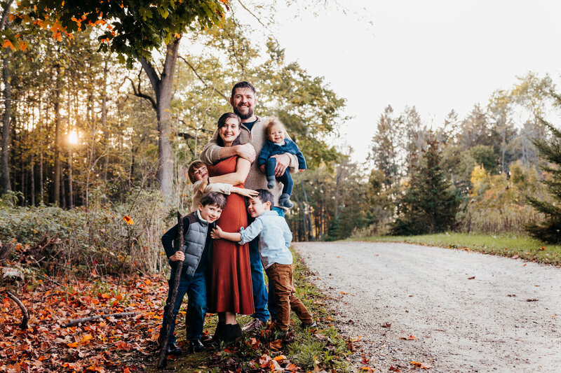 family hug in fall in mequon wisconsin