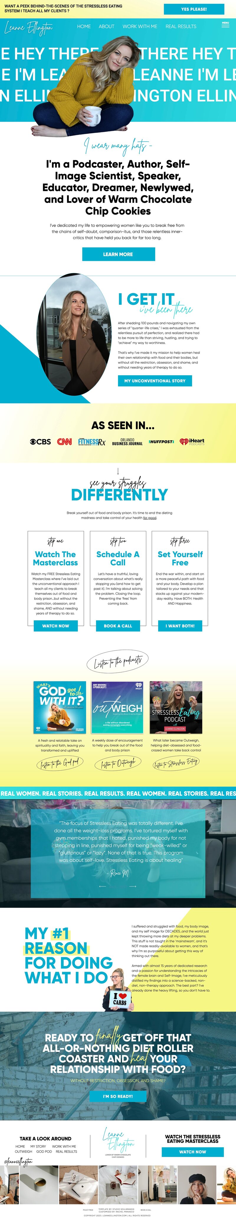screenshot of Leanne Ellington's website, created by Rachel Man, showit website designer