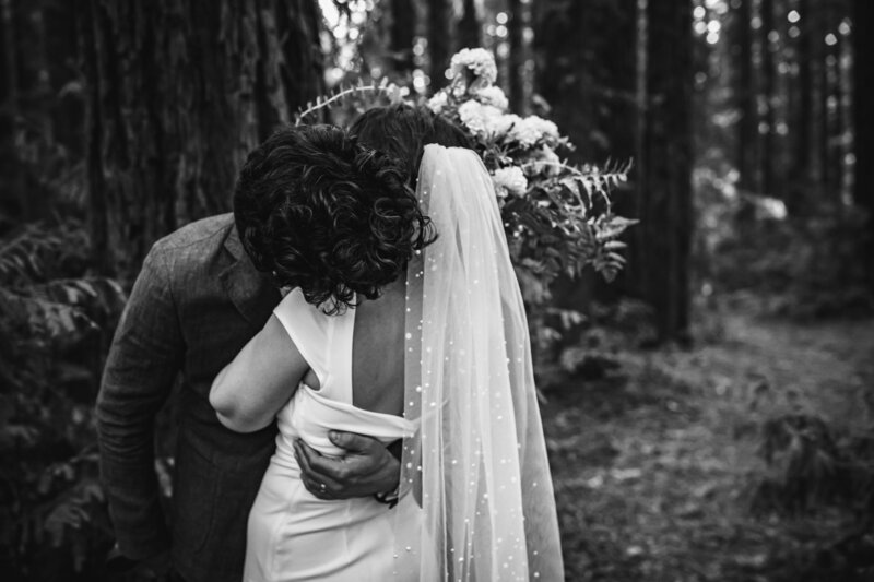 Moody b/w wedding couple photograph