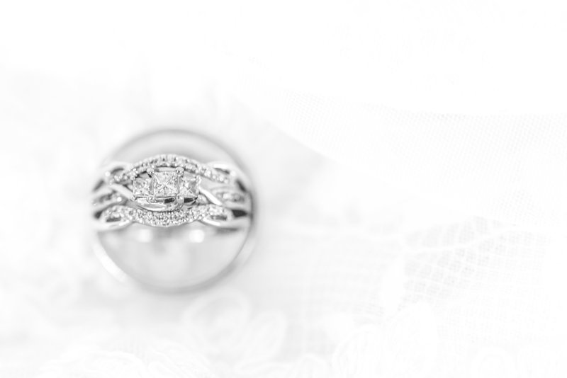 Black and white  photos of rings shot from above