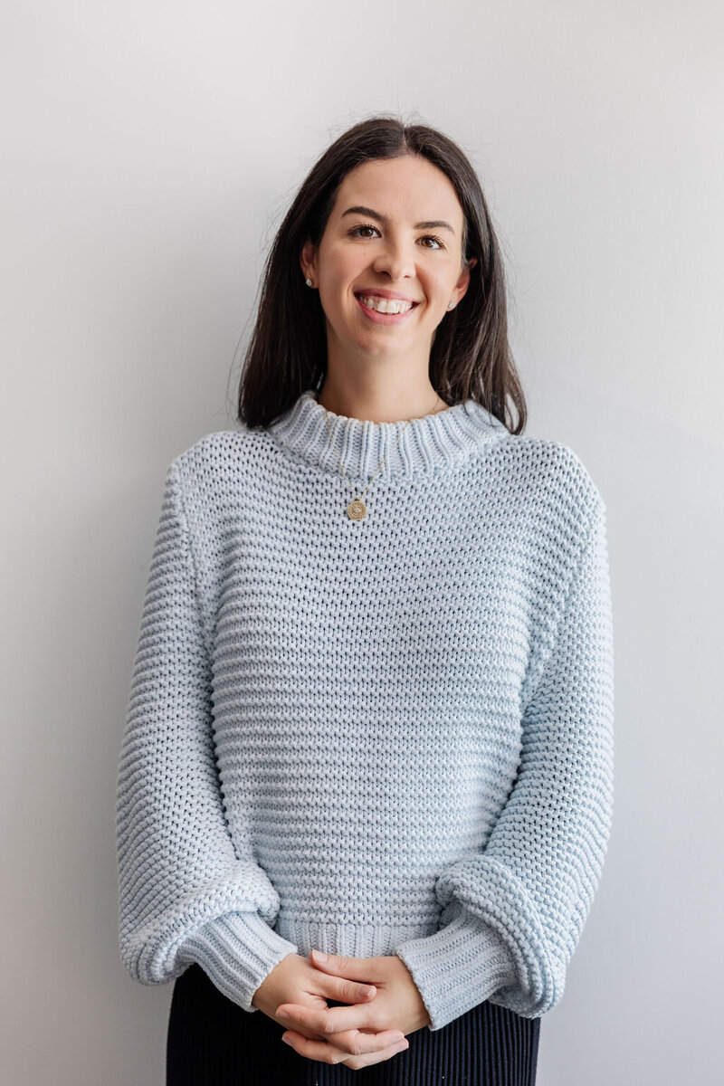 Sally  smiles and poses at Headstrong Psychology in Malvern East