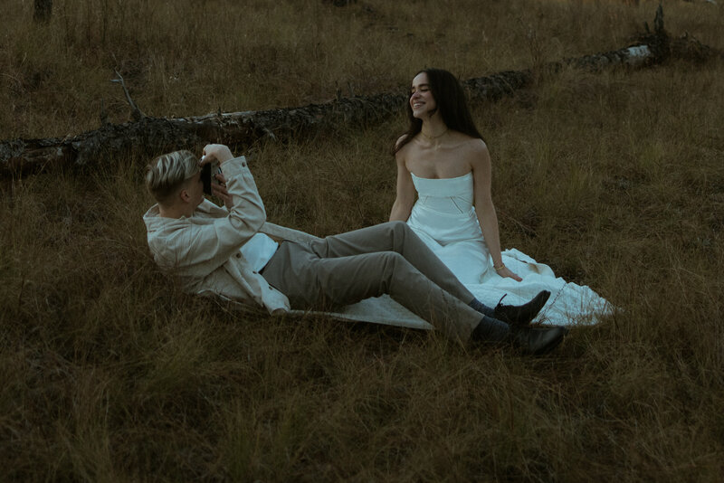 couple taking film photos
