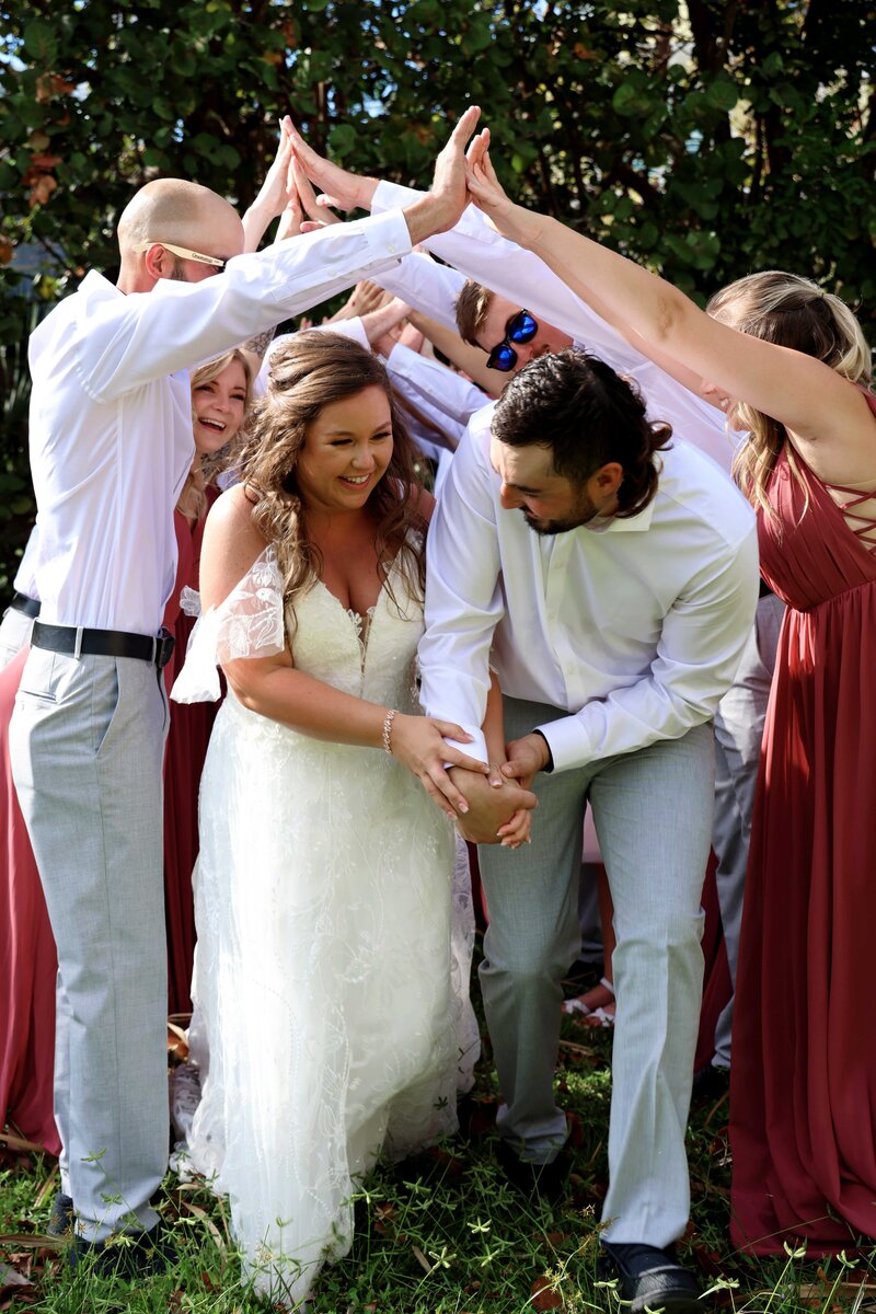 Candid photo of bridesmaids laughing together before the ceremony in Orlando