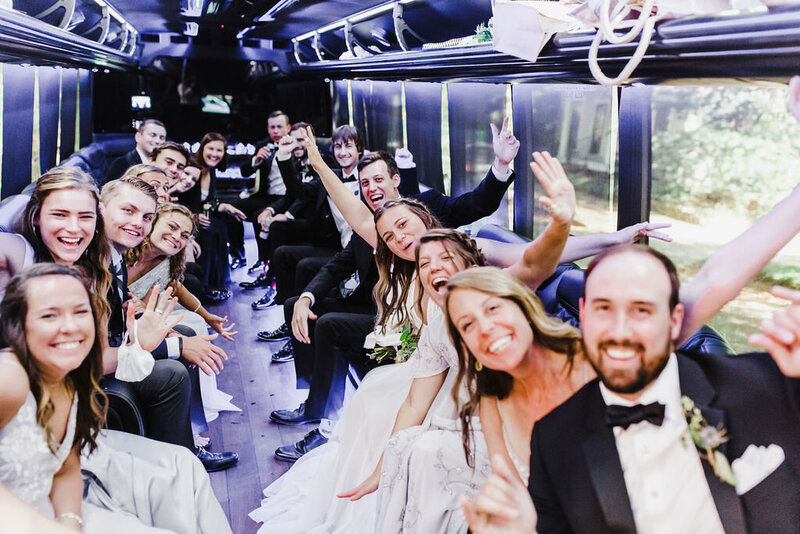 Wedding Party being driven from Ceremony to Reception