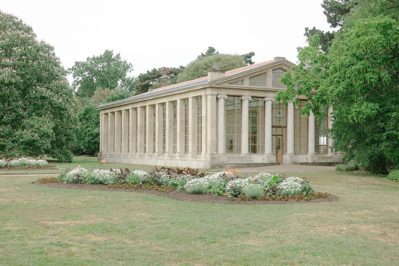 Glass house of Kew Gardens with Corinthian columns