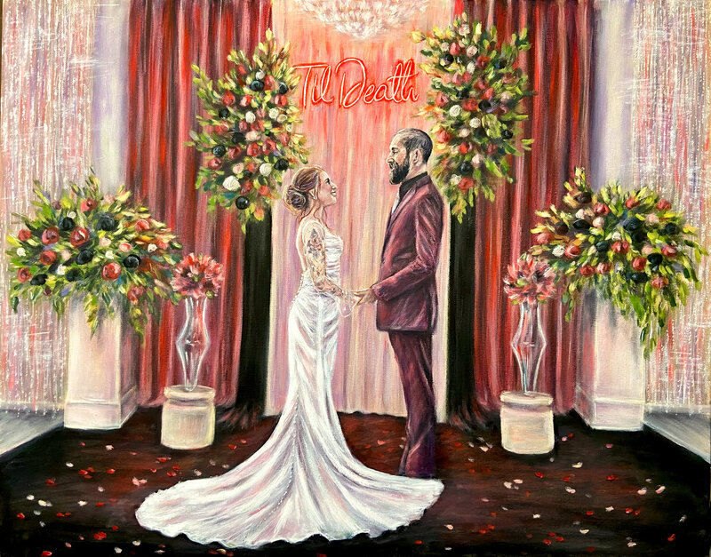 Claire and Dominics live wedding painting at The Mixery Room