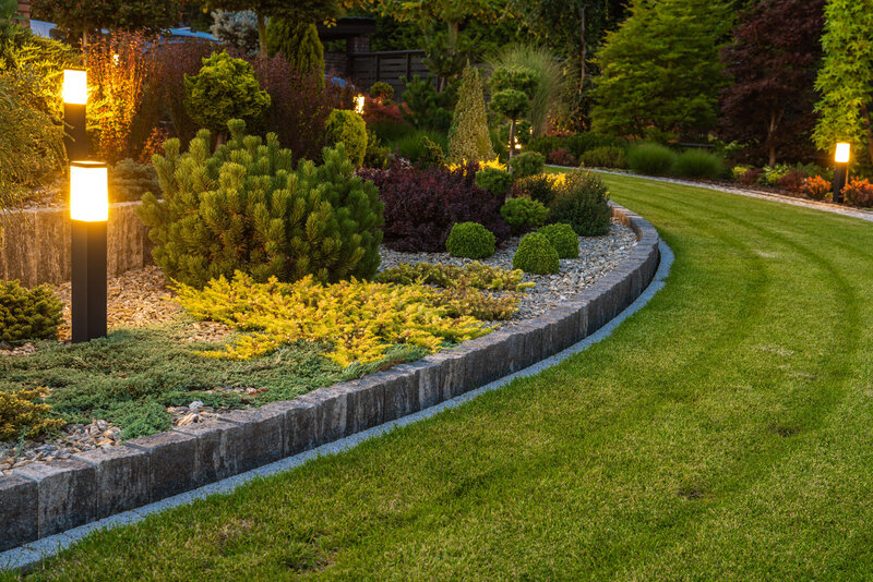 A beautifully landscaped backyard, carefully designed with hardy plants and materials to ensure long-lasting beauty through Texas’s tough weather conditions.