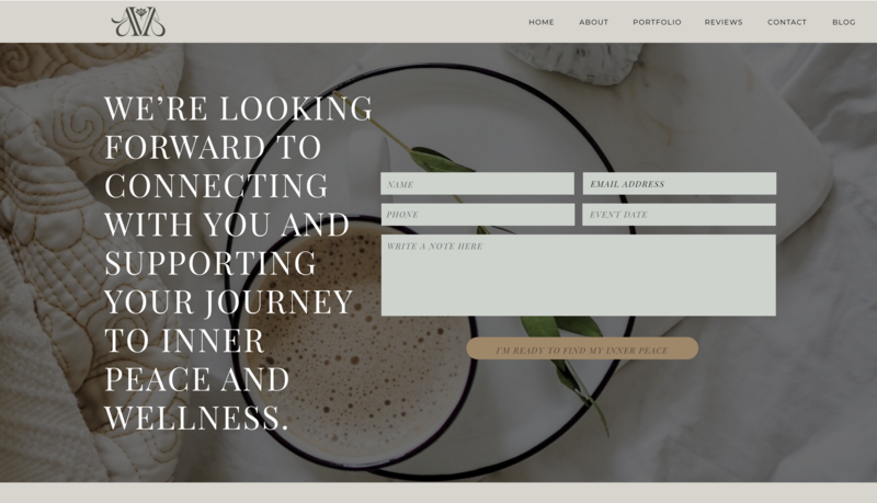 Ava Zen website opt-in design showcasing serene colors and calming user interface for a wellness brand.