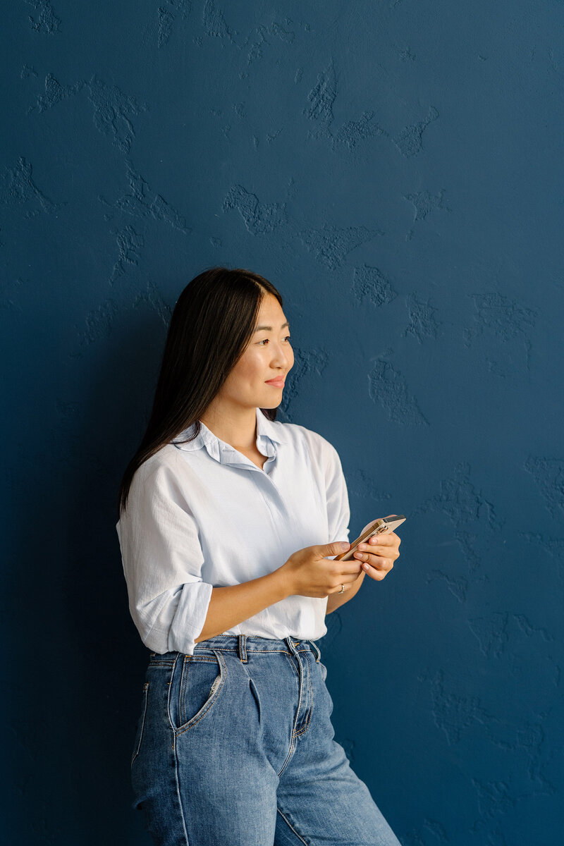 woman using phone