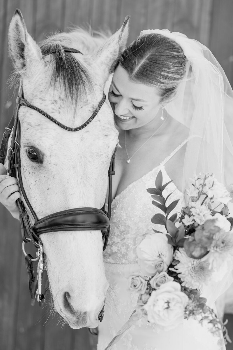 Bride and horse in North Carolina