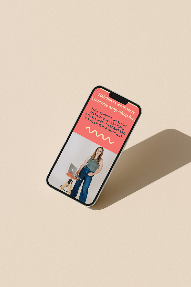 Mockups of Reichert Creative’s custom website design, featuring retro-inspired branding, clear site navigation, and conversion-focused lead generation elements.