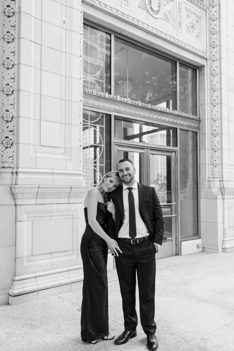 Chic bride and groom at their wedding reception