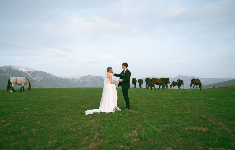grand teton national park elopement in jackson hole, private vows with bride and groom