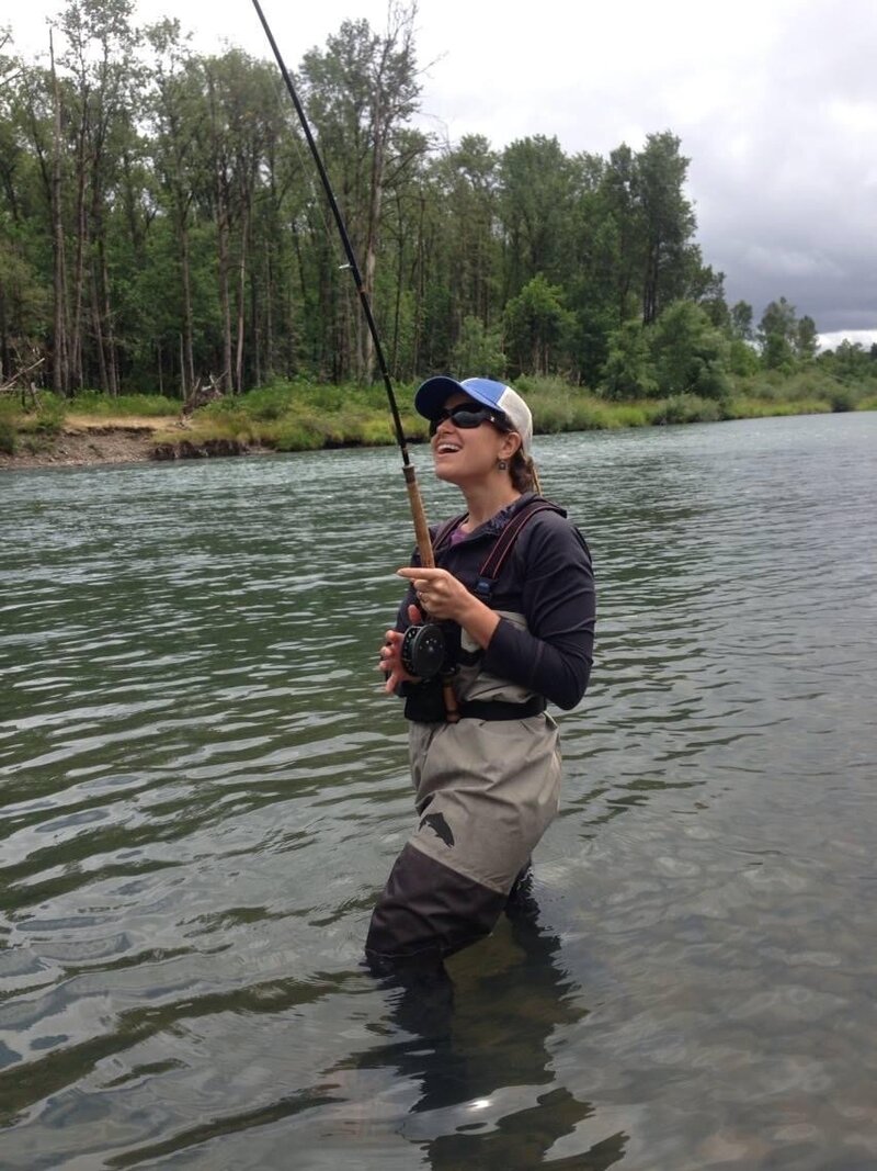 Libby fly fishing in Colorado