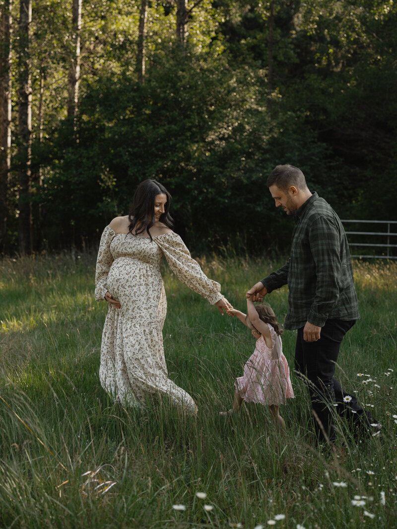 Engaged couple sharing a special moment in the forests of the Comox Valley 