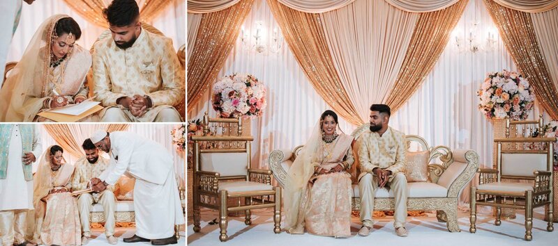 South Asian bride and groom get ready for up coming ceremony at royal alberts palace.