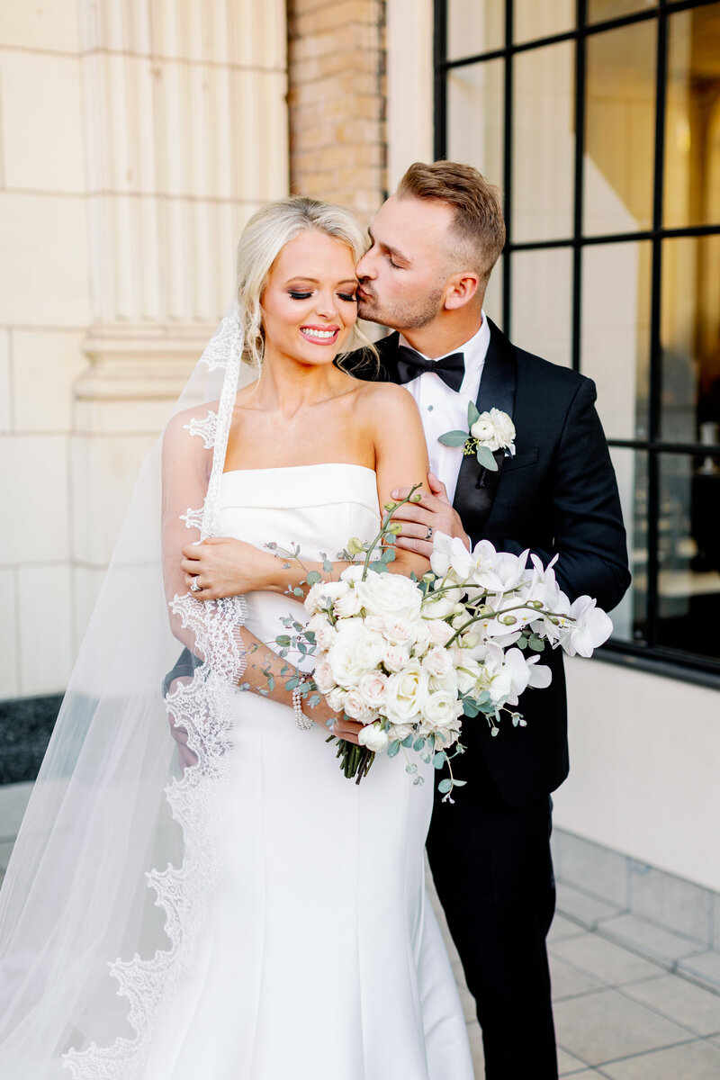 Bride and Groom at Thomas Jefferson Tower for Wedding | Shot by Maddie Moore Photo | Planner by Threefold Events | Bride's Dress from Bella's Bridal | Makeup by Danielle Ivy Chiepalich