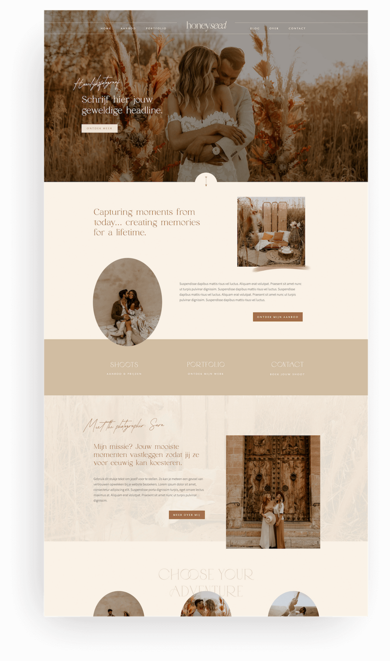 Honey Seed Showit template