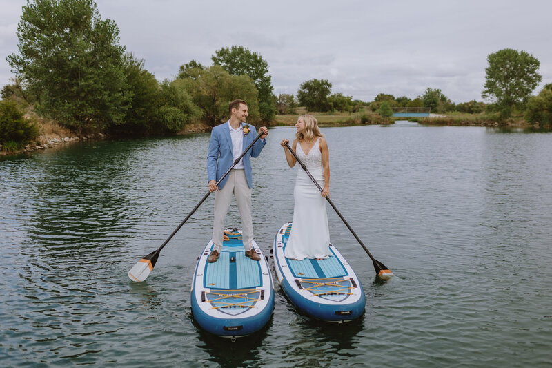 bride and groom at outdoor Wichita wedding venue