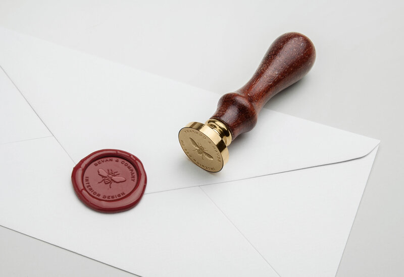 Envelop with red wax seal and tool mockup