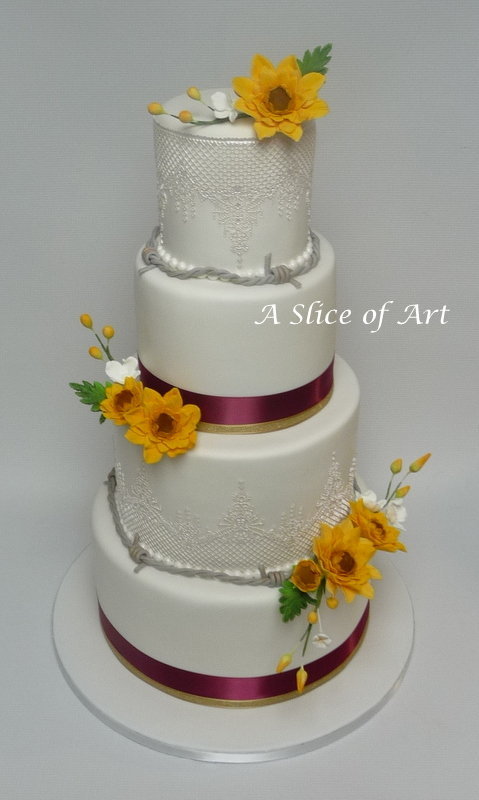 sunflowercakelaceweddingcake