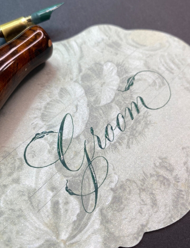 custom place card calligraphy in washington dc for the groom
