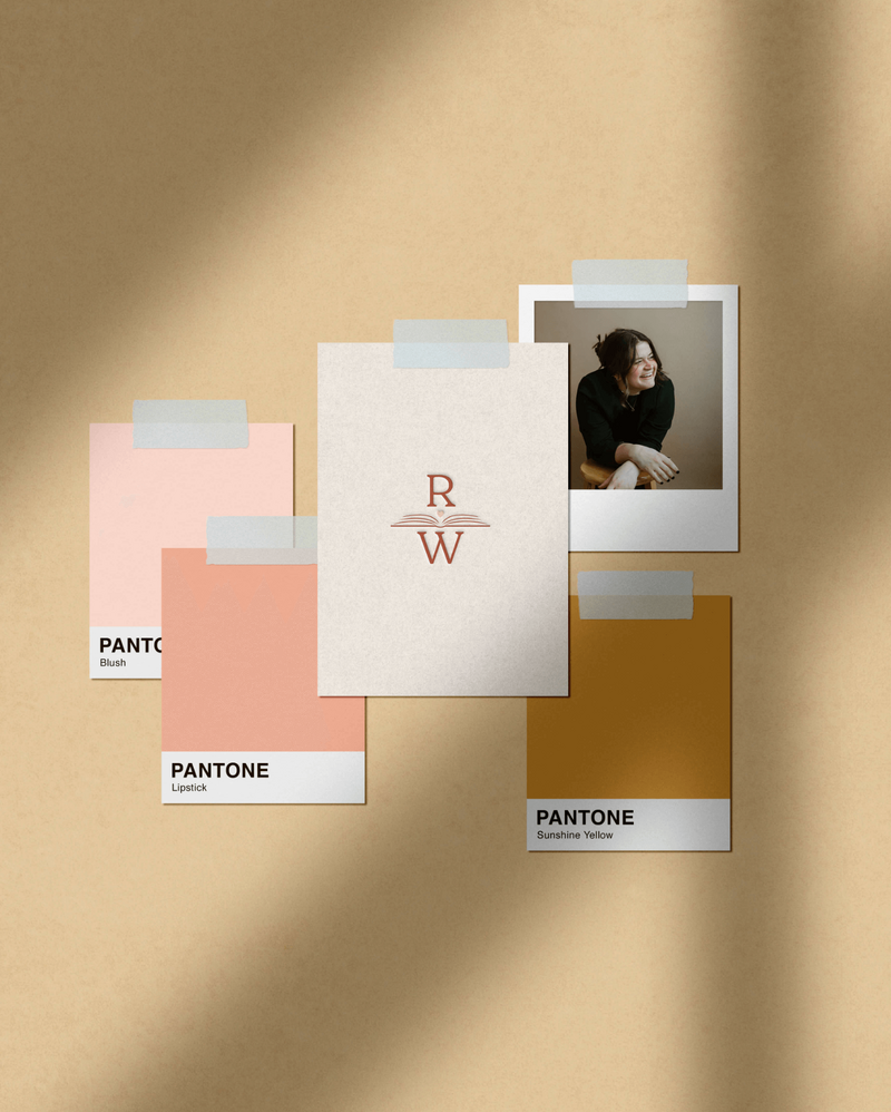 soft, sweet, and feminine brand board for author