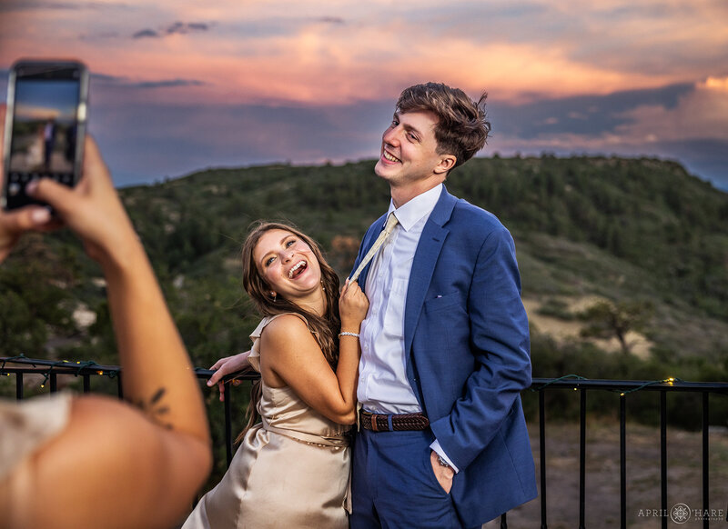 Wedding Guests get photos at Sunset at Cherokee Ranch & Castle