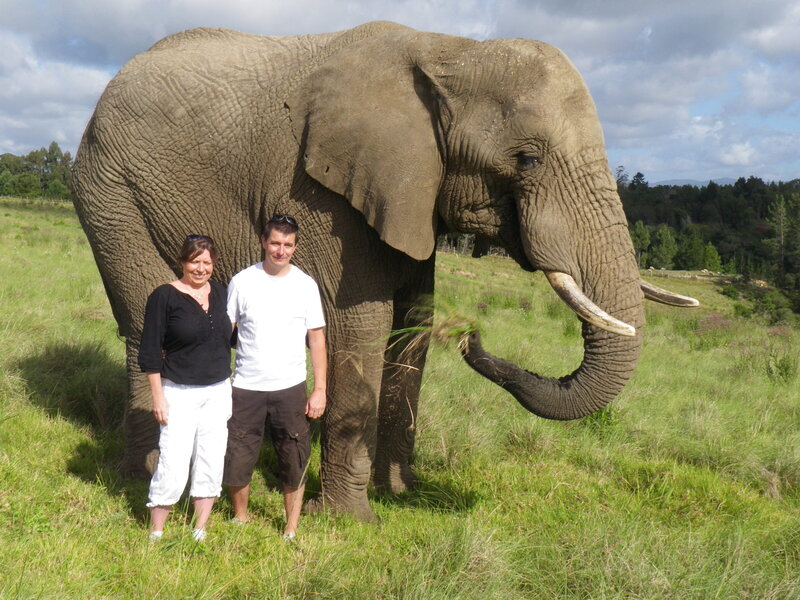 Simon and Kristy with Harry, an Orphaned Elephant