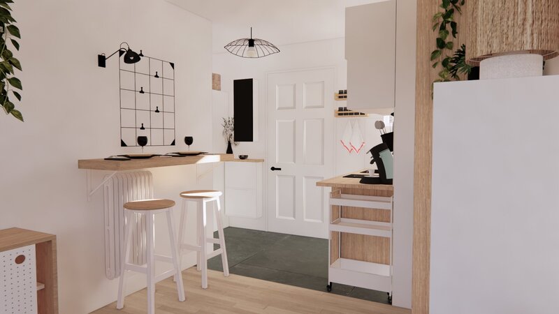 Découvrez comment Sandrine Meurice a transformé un appartement locatif de 25 m² en un espace fonctionnel, chaleureux et parfaitement optimisé grâce à un home staging à petit budget